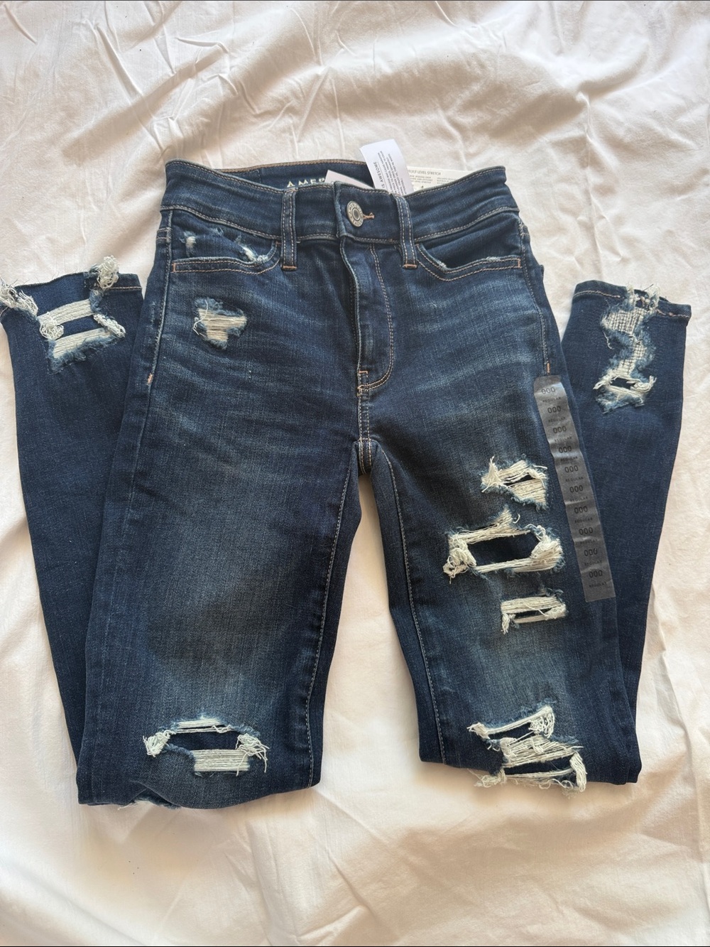 American Eagle Outfitters Dark Blue Distressed High Rise Jegging Crop